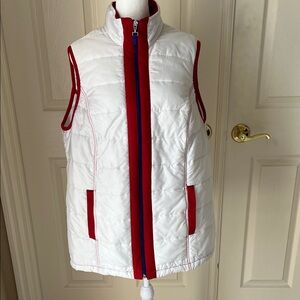White and Red Puffer Vest